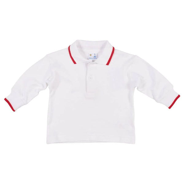 LONG SLEEVE POLO WITH RED TIPPING