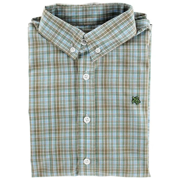 ROSCOE BROWNSTONE PLAID BUTTON DOWN