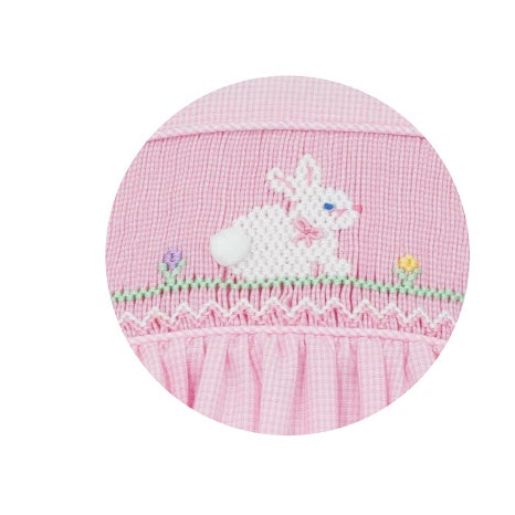 BUNNIES PINK MICRO CHECK DRESS - size 2T-4T