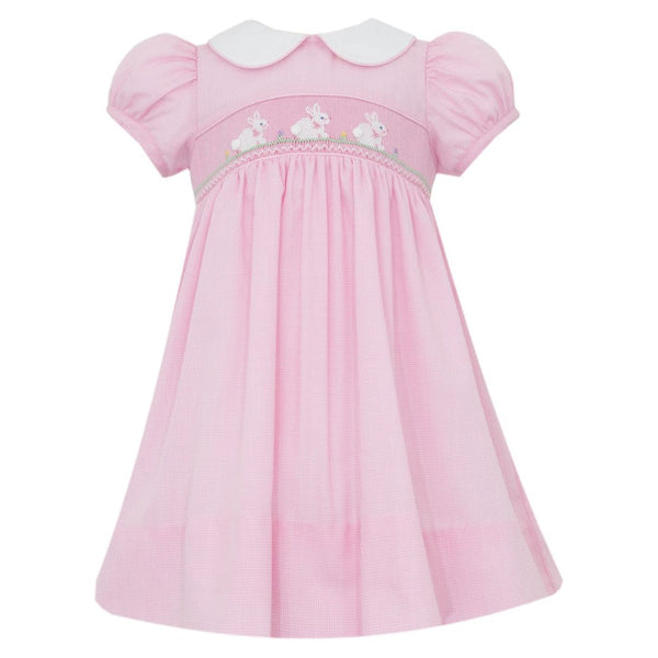 BUNNIES PINK MICRO CHECK DRESS - size 2T-4T