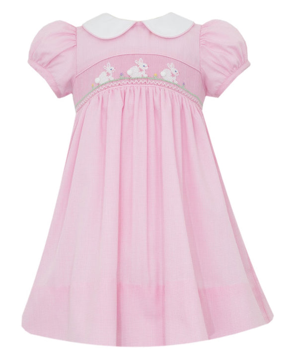 BUNNIES PINK MICRO CHECK DRESS - sizes 4-6