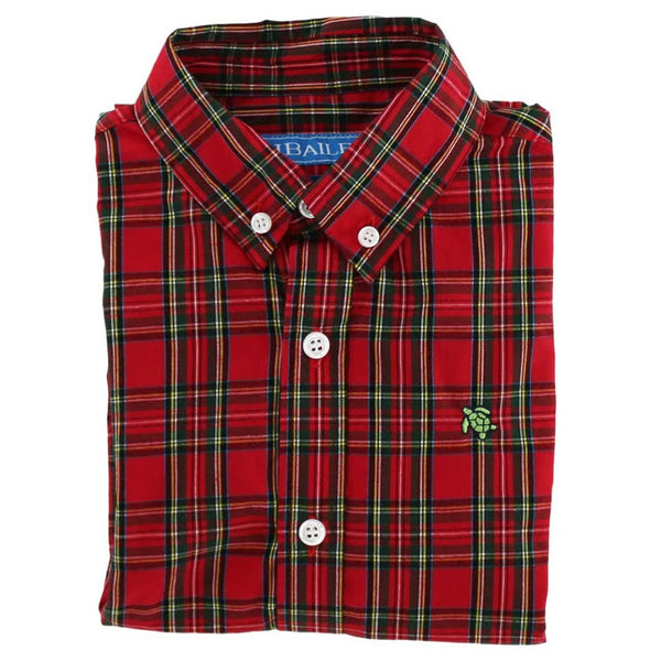 BUTTON DOWN RED TARTAN