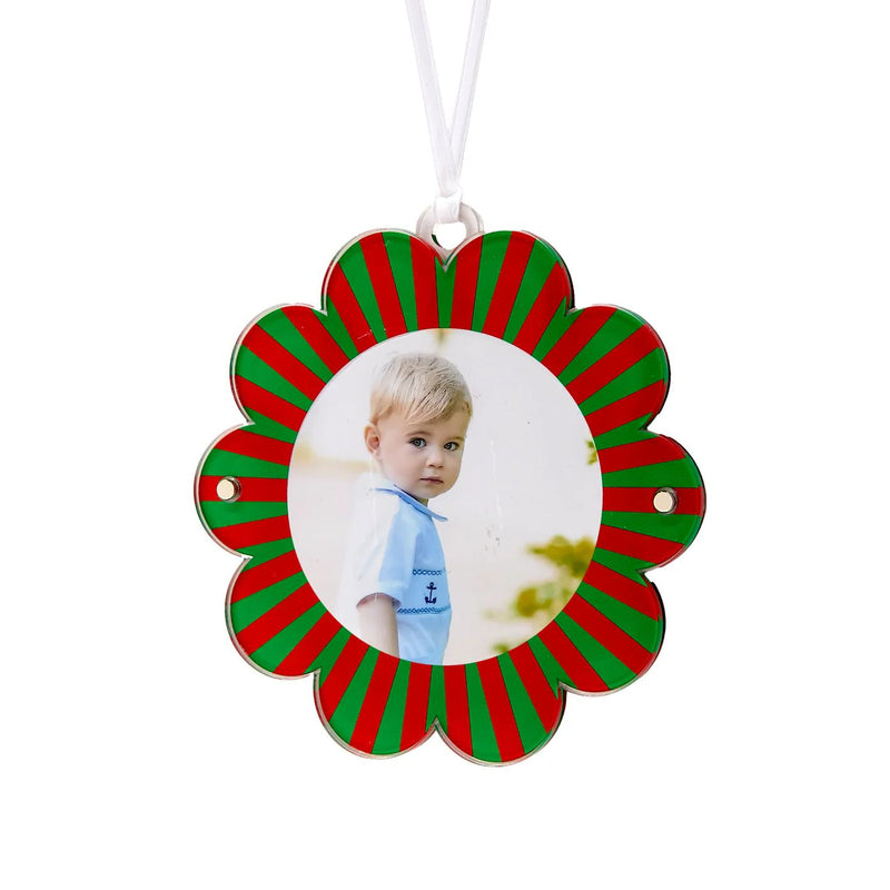 DOUBLE SIDED DAISY ORNAMENT - GREEN & RED