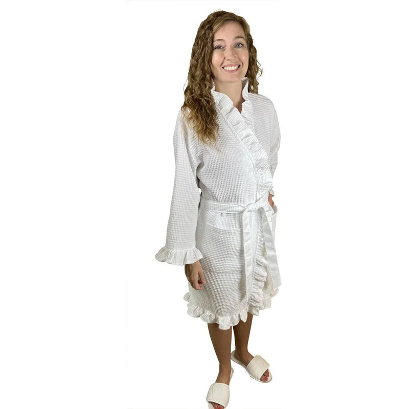 WAFFLE RUFFLE ROBE WHITE JUNIOR