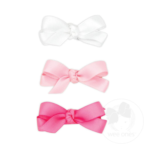 3 PACK BABY SATIN BOWS
