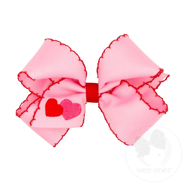 MEDIUM BOW EMBROIDERED HEART