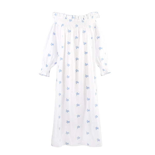 NANCY EMBROIDERED LONG SLEEVE NIGHTGOWN