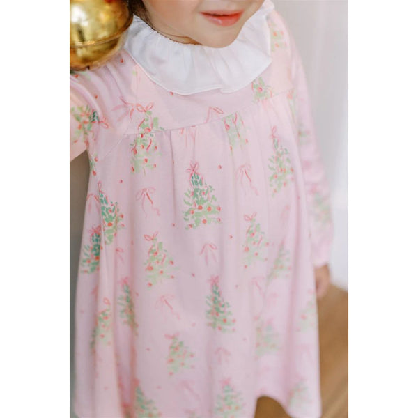 PINK TINSEL LONG SLEEVE DRESS