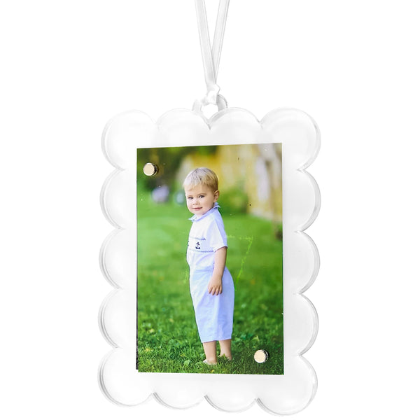 DOUBLE SIDED SCALLOP ORNAMENT - CLEAR