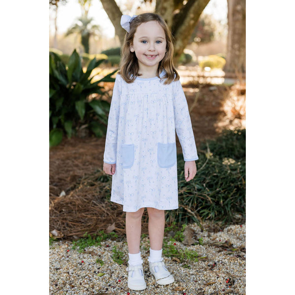 LENNON DRESS - - BLUE BOWS