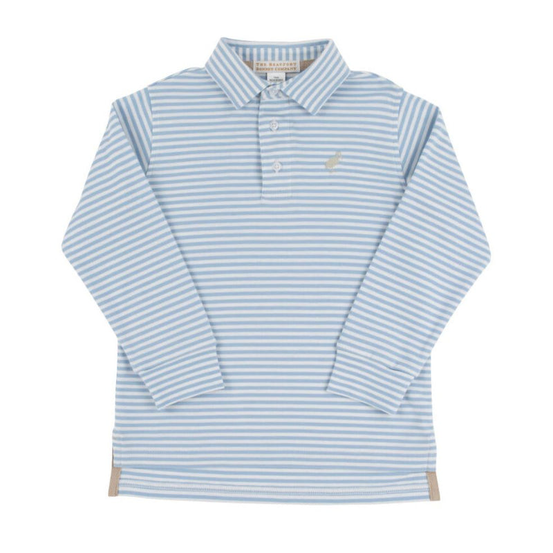 LONG SLEEVE PROPER POLO BARRINGTON BLUE STRIPE