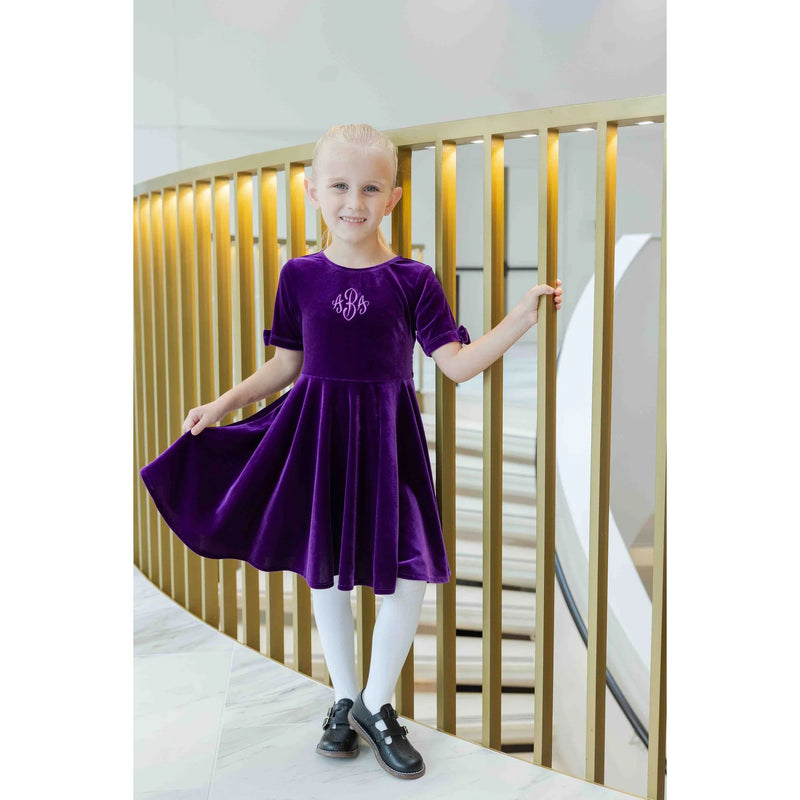 STRETCH VELVET DRESS WITH BOWS