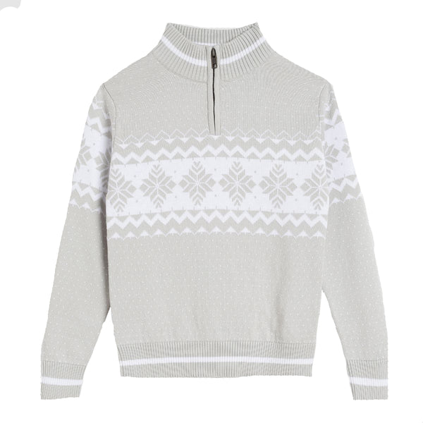 1/4 ZIP SNOWFLAKE SWEATER