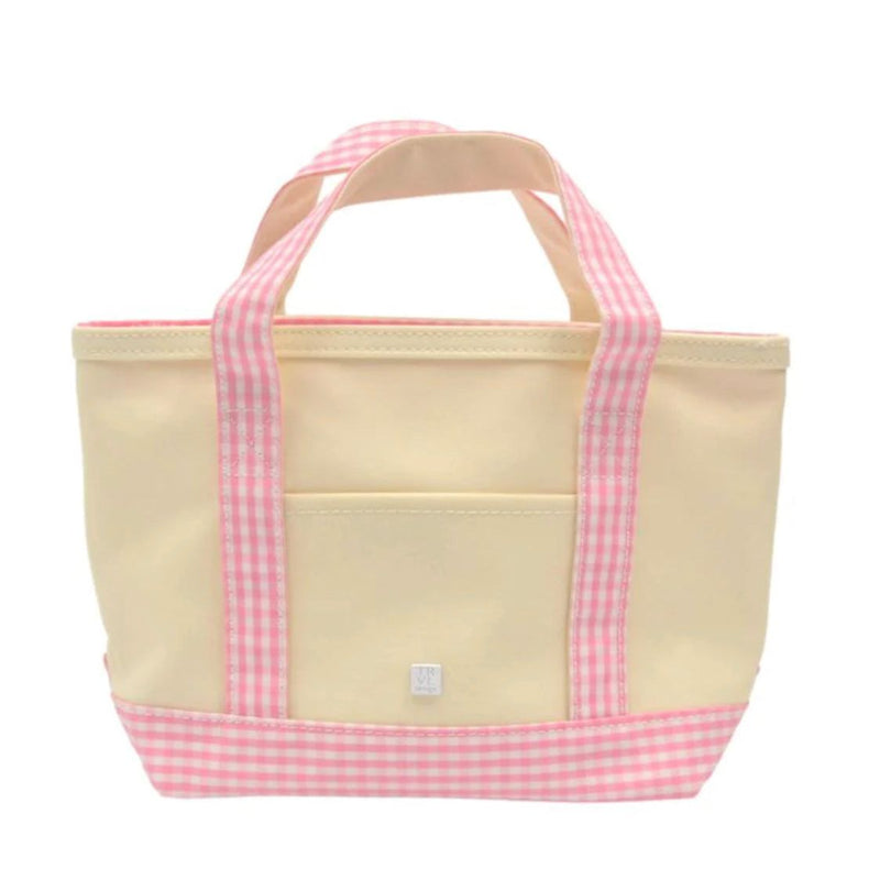 MINI TOTE NATURAL/PINK GINGHAM