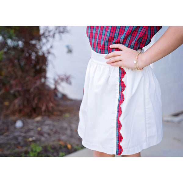 KATE SKIRT SET - WHITE CORD WITH CHRISTMAS PLAID SHIRT