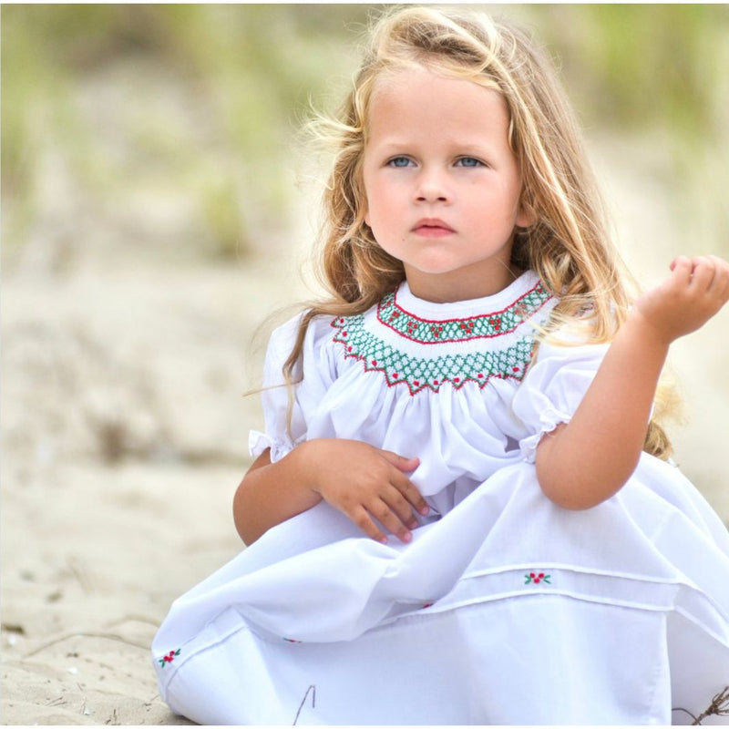 SHORT SLEEVE HOLIDAY BISHOP DRESS