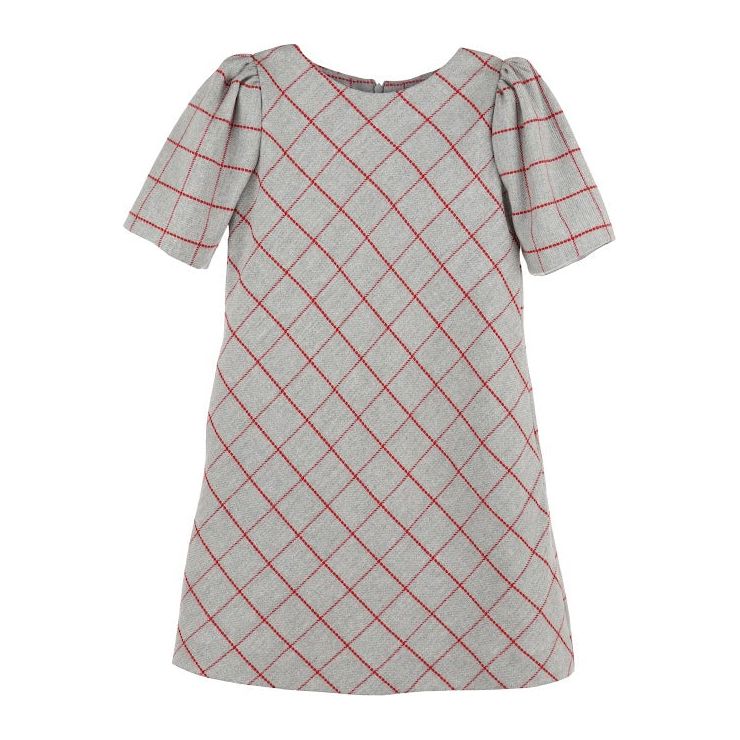 LONDON DRESS, GREY WINDOWPANE