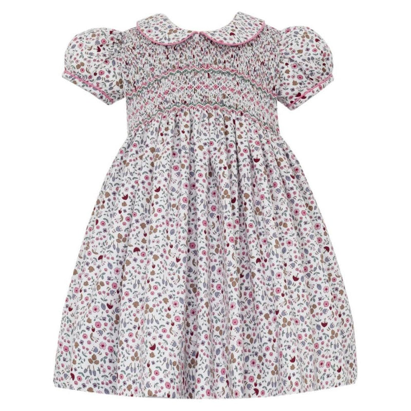 KIMBERLY FULL SMOCKED BODICE SHORT SLEEVE DRESS
