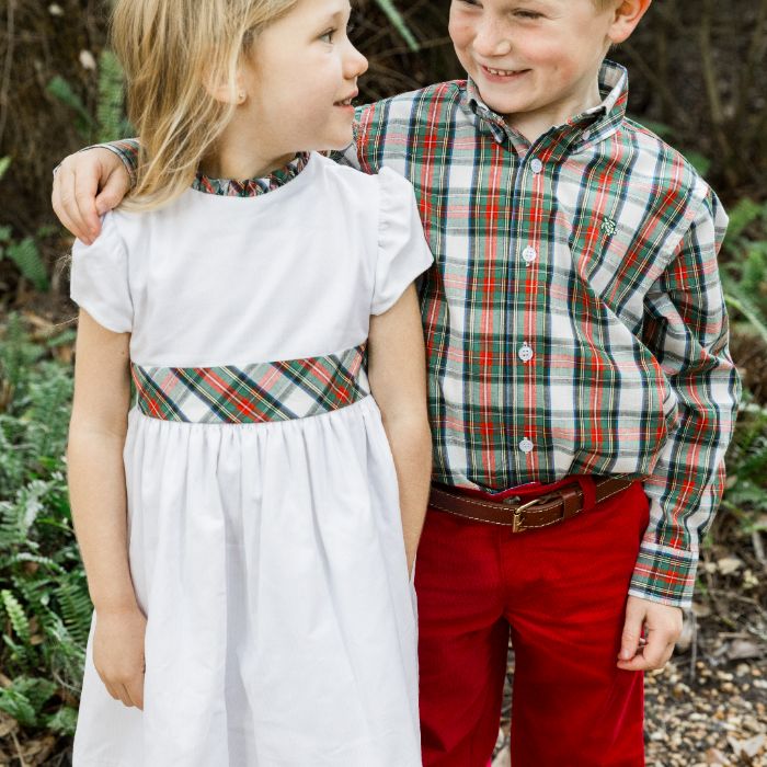 EVERGREEN WITH WHITE CORD DRESS - sizes 4T-6X