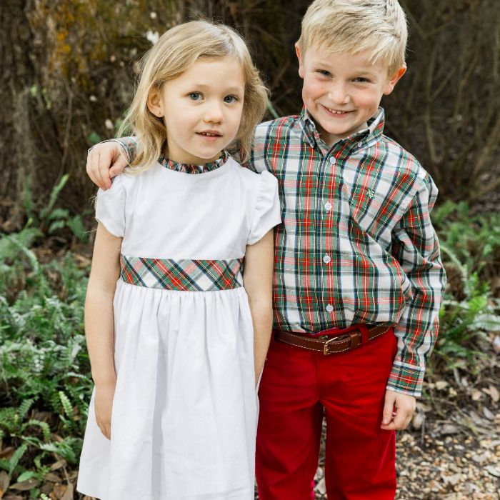 EVERGREEN WITH WHITE CORD DRESS - sizes 4T-6X