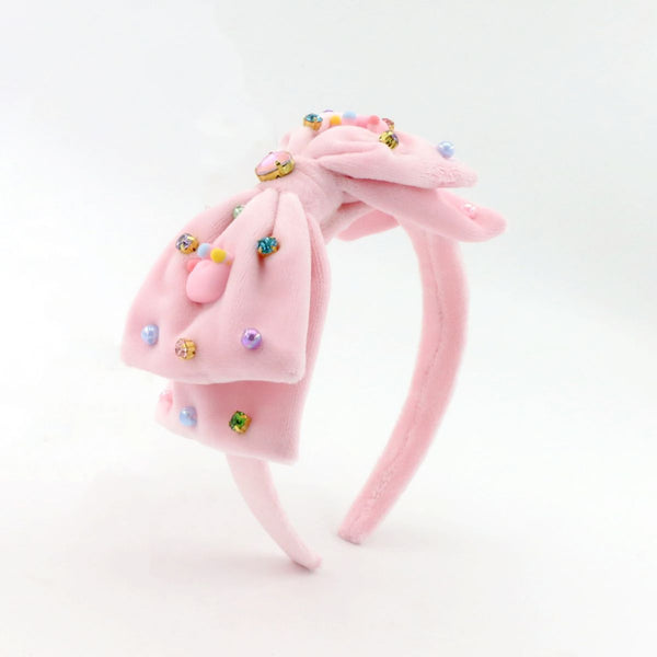VELVET CROWN BOW HEADBAND