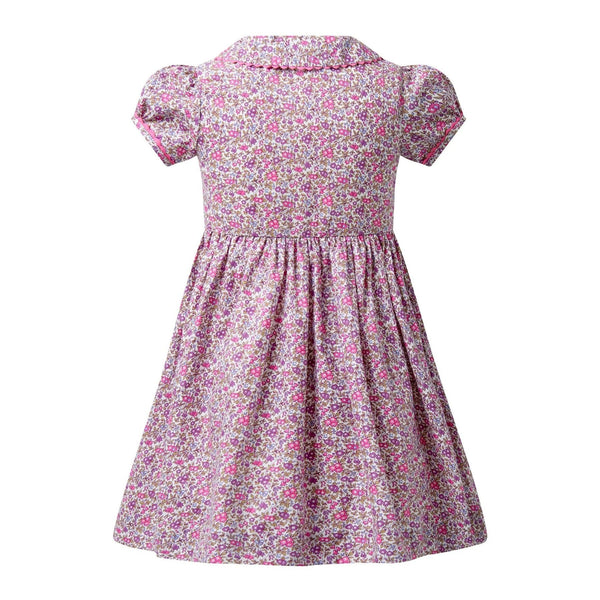 PURPLE FLORAL BUTTON FRONT DRESS