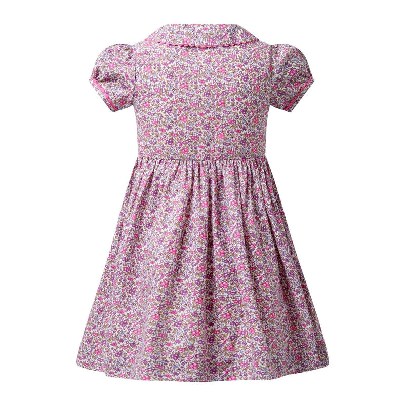 PURPLE FLORAL BUTTON FRONT DRESS