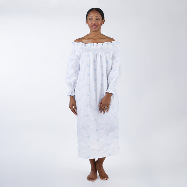 NANCY EMBROIDERED LONG SLEEVE NIGHTGOWN