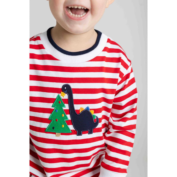 STRIPE SHIRT WITH DINO & CHRISTMAS TREE