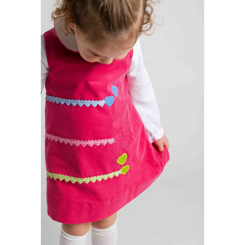 CORD JUMPER WITH HEARTS - - PINK
