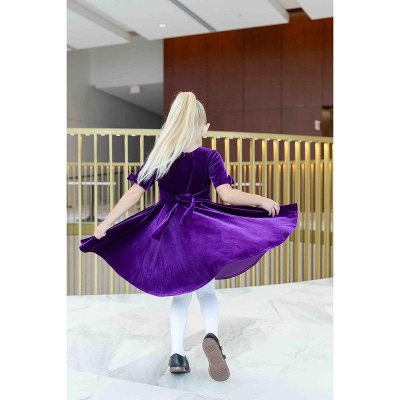 STRETCH VELVET DRESS WITH BOWS