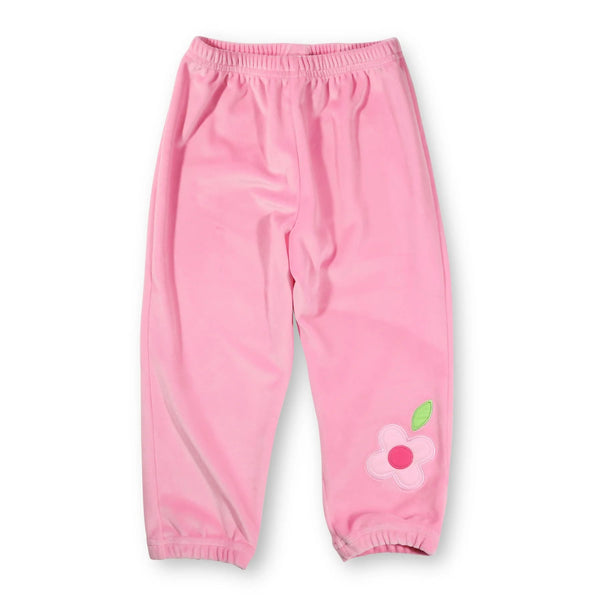 VELOUR JOGGER PANT WITH FLOWERS --PINK