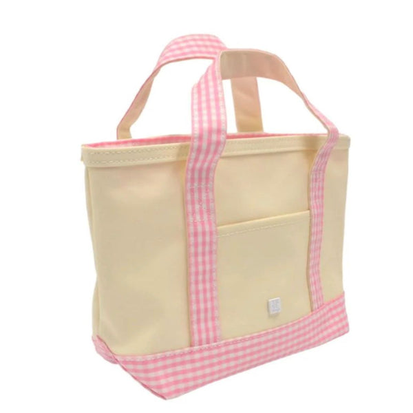 MINI TOTE NATURAL/PINK GINGHAM
