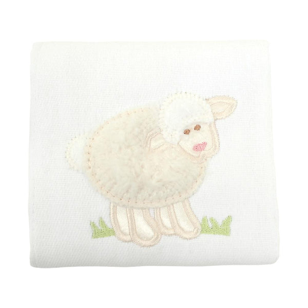 WHITE LAMB  APPLIQUED BURP