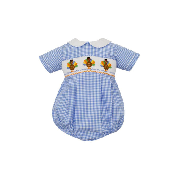 TURKEY BOY BUBBLE BLUE GINGHAM