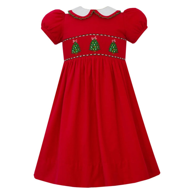 CHRISTMAS TREE RED CORDUROY DRESS