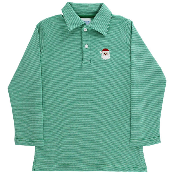 SANTA EMBROIDERED LONG SLEEVE POLO