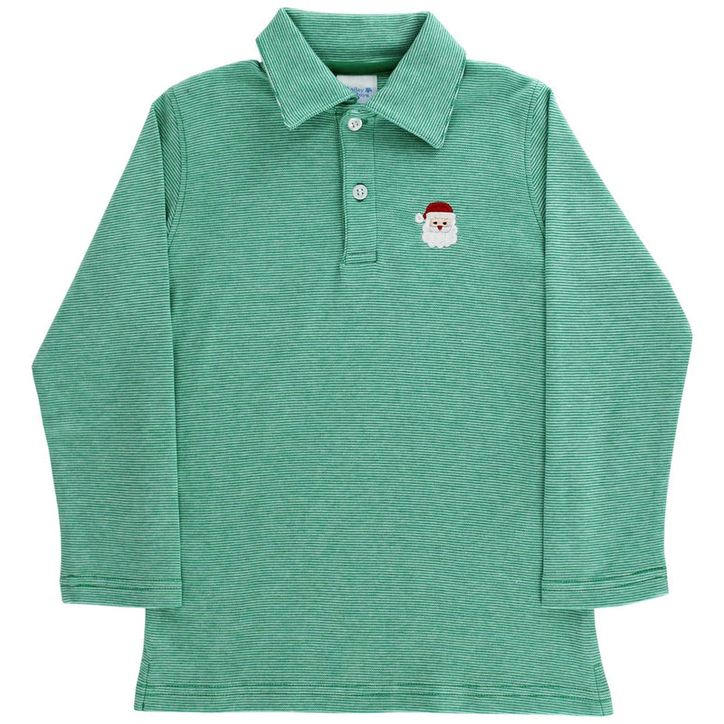 SANTA EMBROIDERED LONG SLEEVE POLO