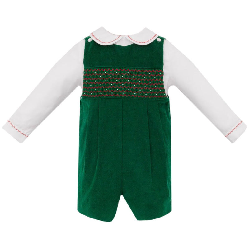 GREEN CORDUROY SHORTALL WITH SHIRT