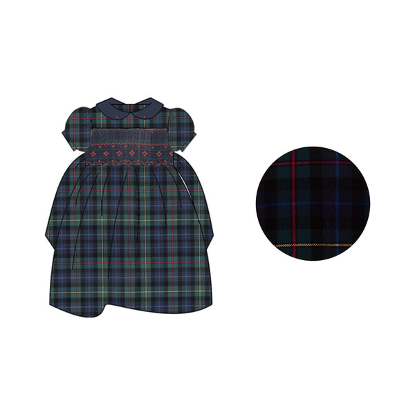 PLAID FLOAT DRESS VELVET COLLAR - sizes 4-6