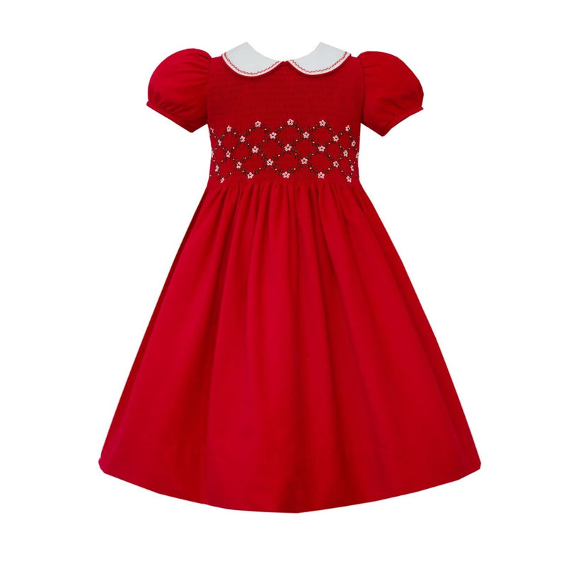 PAULINE RED CORDUROY DRESS - SIZES 7 & 8