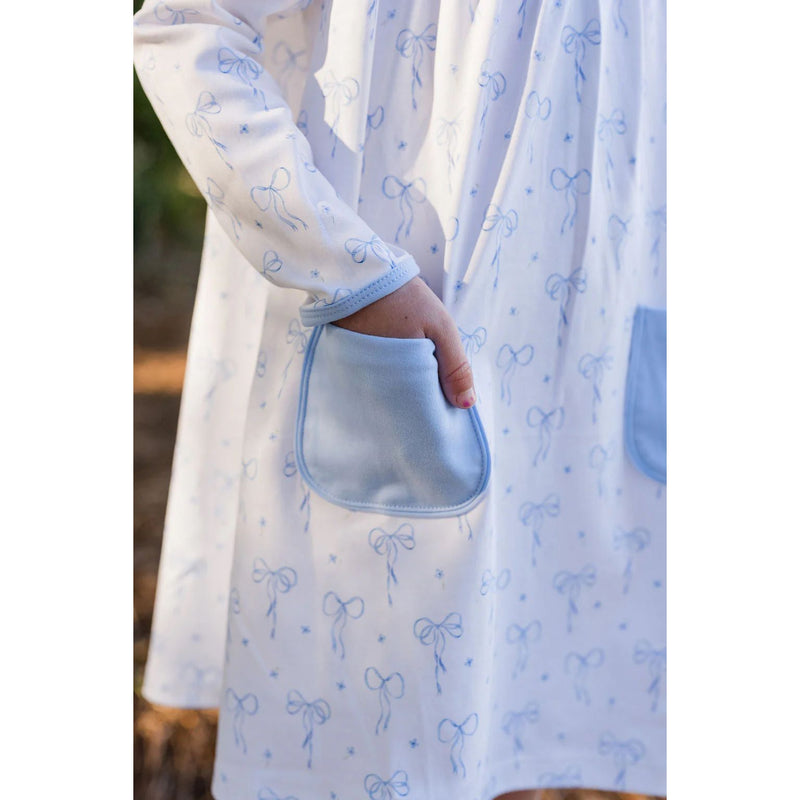 LENNON DRESS - - BLUE BOWS