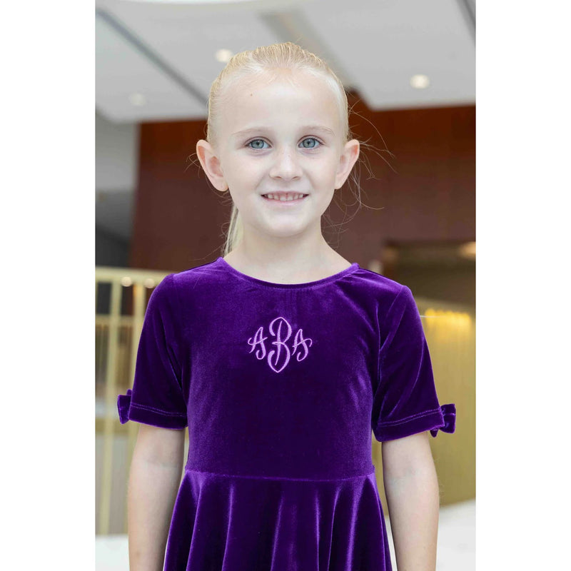 STRETCH VELVET DRESS WITH BOWS