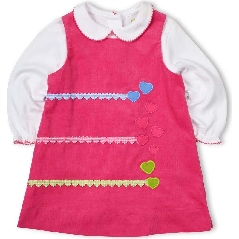 CORD JUMPER WITH HEARTS - - PINK