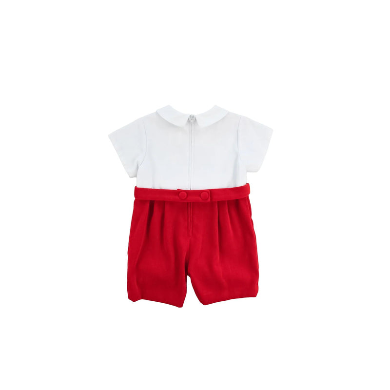 PIQUE & VELVET ALL IN ONE SHORT - -  RED/WHITE