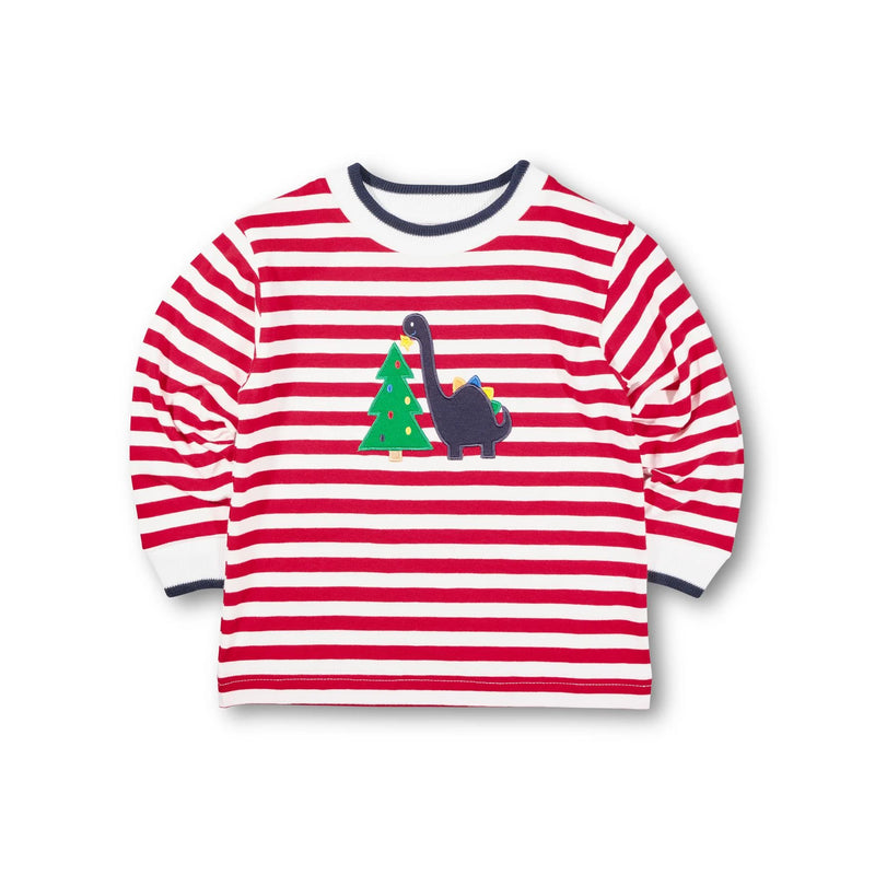 STRIPE SHIRT WITH DINO & CHRISTMAS TREE