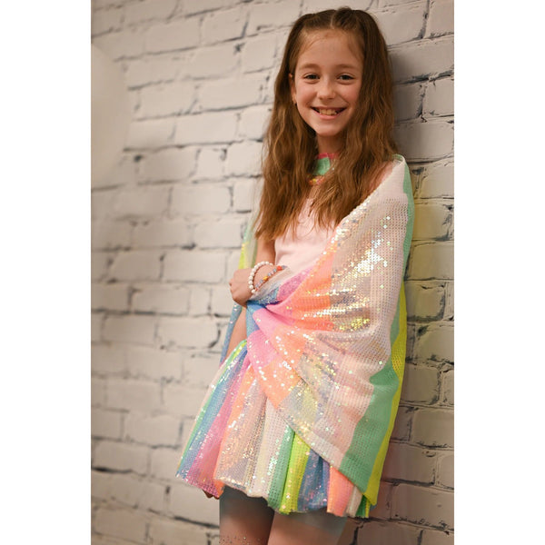 STRIPY SEQUINS CAPE