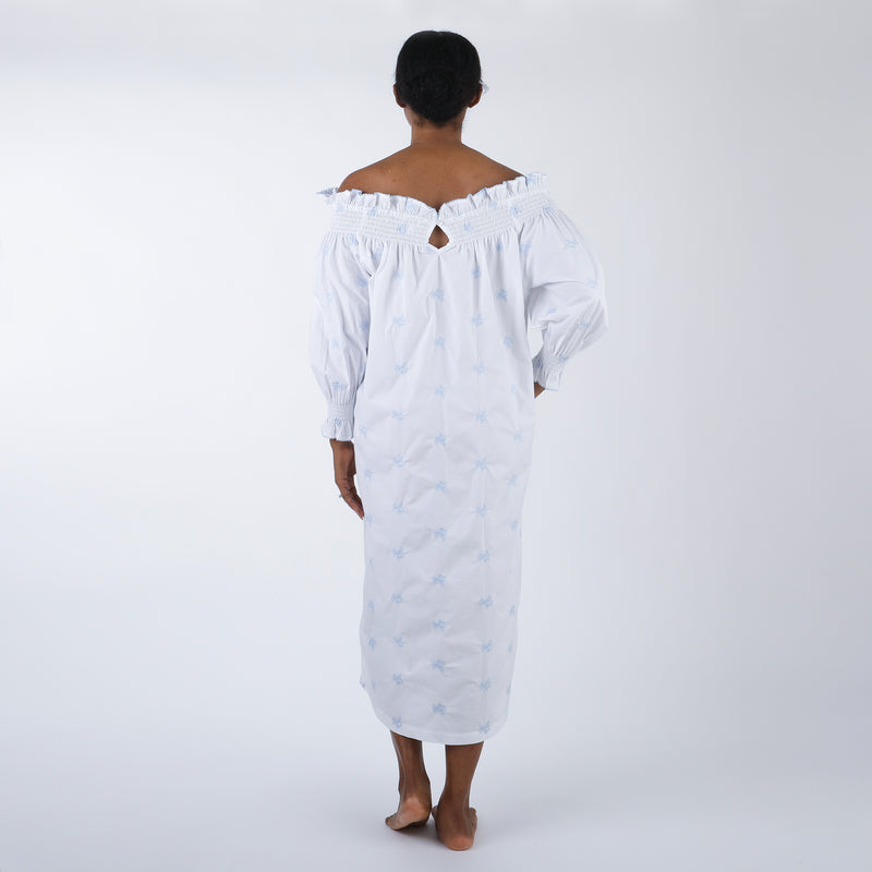 NANCY EMBROIDERED LONG SLEEVE NIGHTGOWN