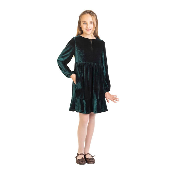 GREEN VELVET EMMA DRESS