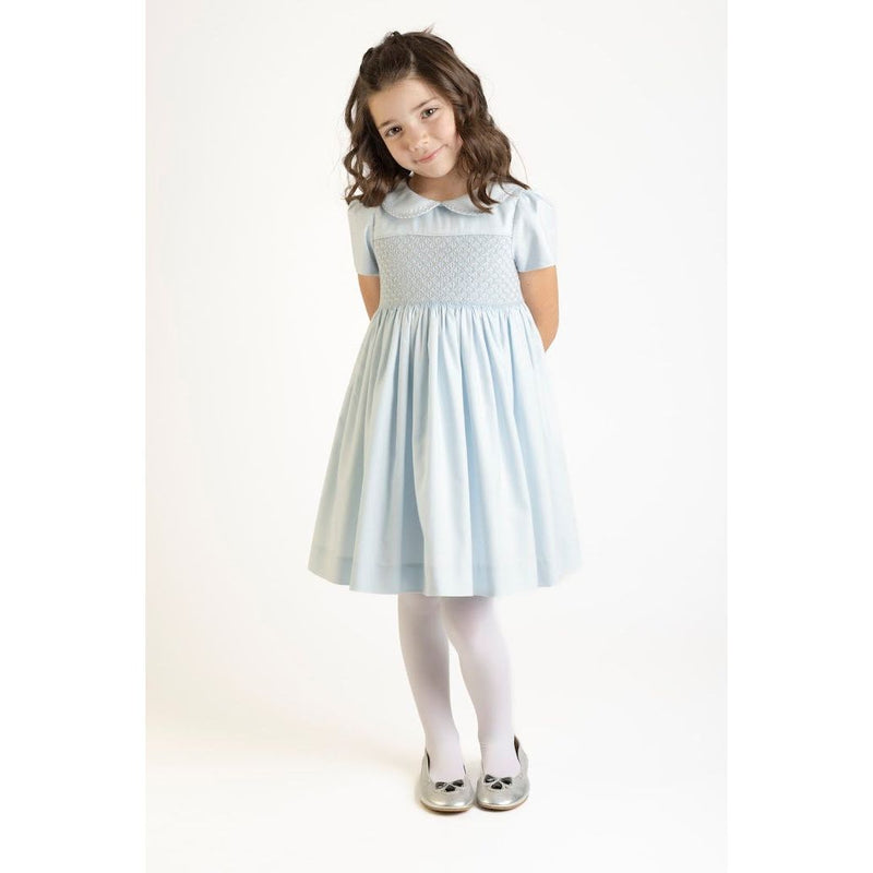 SMOCKED CHECKERED DRESS WITH COLLAR